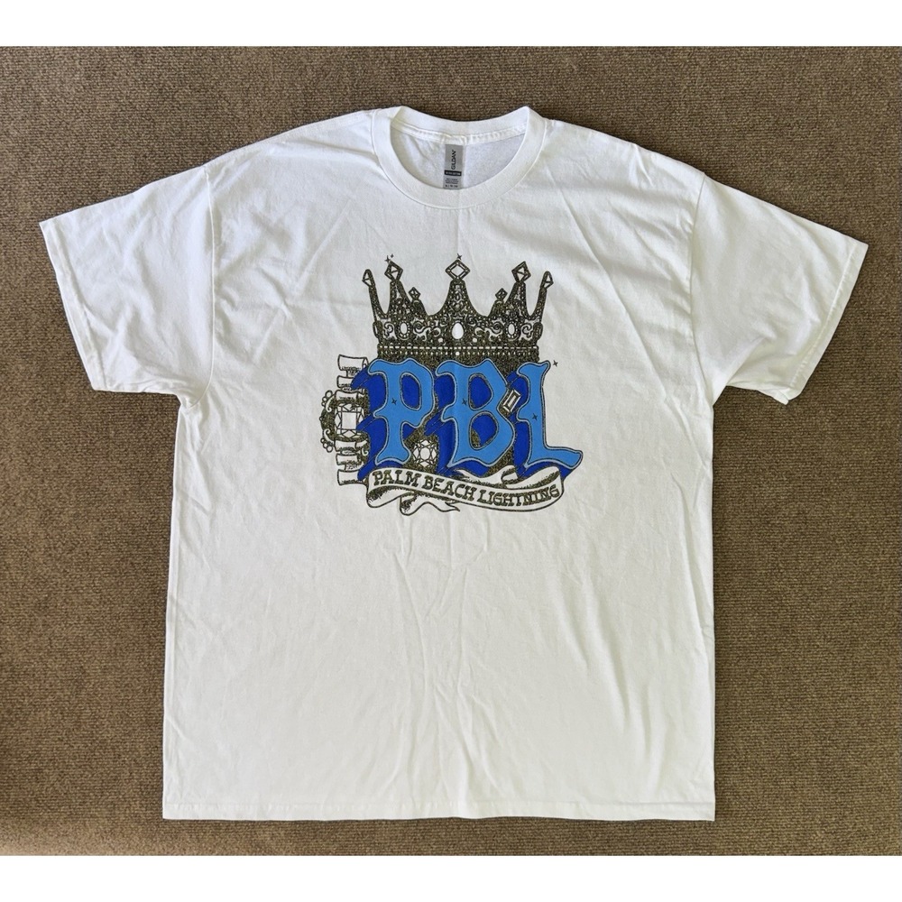 Palm Beach Lightning Royal Blue Cheer T Shirt Mens XL White Gildan Ultra Cotton